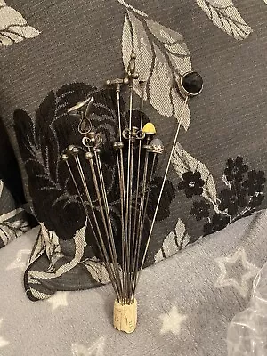 £200 • Buy Antique Hatpin Collection 18 In Total Silver Moonstone & Charles Horner Examples