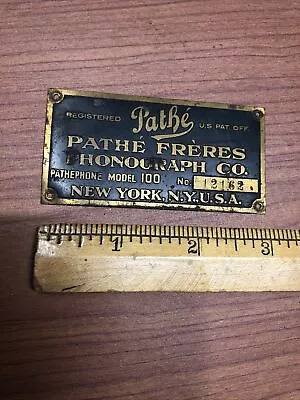 Vintage Pathe Freres # 12162 PHONOGRAPH ID Plate • $32