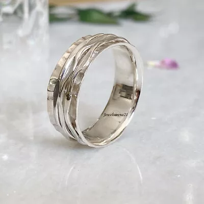 Solid 925 Sterling Silver Spinner Ring Mediation Ring Handmade Gift Jewelry TV14 • $9.34