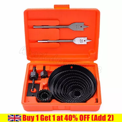 18x Hole Saw Kit 19-127mm Circular Round Cutting Sawing Kit Set Wood Metal Tools • £11.45