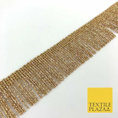 £3 • Buy Antique Gold Glitter Fringe Tassels Indian Gold Trim Ribbon Border Lace (X110)