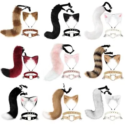 Plush Fake Fox Wolf Tail Simulation Ears Hair Hoop Funny Fursuit Costume  Women • $28.02