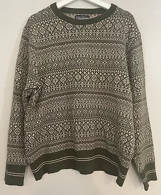J Crew Mercantile Nordic Fair Isle Pattern Pullover Sweater Mens XL Green EUC • $26.95
