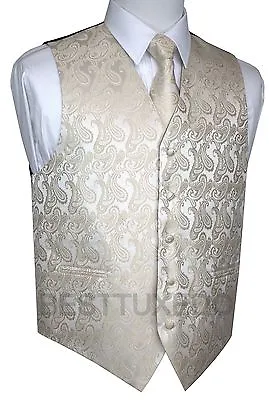 Men's Paisley Tuxedo Vest Tie And Hankie. Formal Dress Wedding Prom Dress • $25.90