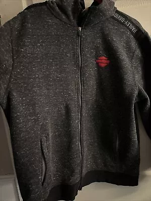 Harley Davidson Charcoal Gray Full Zip Hoodie Men’s Size  L Biker Vintage • $29.99