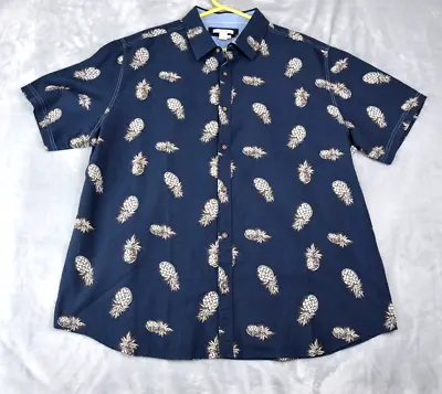 Carbon 2 Cobalt Shirt Mens XL Blue Pineapple Button Down Cotton Linen • $14.88