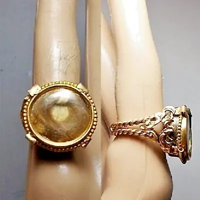 1880 Victorian Mourning Hair Brooch Ring Gold Fill Mourning Altered Brooch  Ring • $199.90