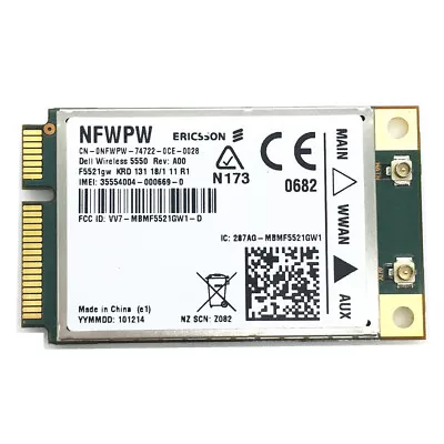 Dell DW5550 3G WWAN F5521gw Card GPS For DELL E5420 5520 6220 6320 6420 XT3 6520 • $8.99