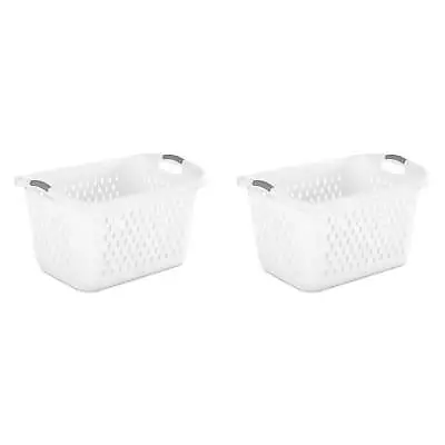 Sterilite 2.7 Bushel Jumbo Plastic Laundry Baskets White 2Pack Laundry Baskets • $25.09