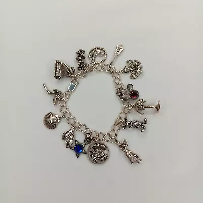 Vintage Sterling Silver CHARM BRACELET Mickey Disney Hawaiian Theme 925 Jewelry • $150