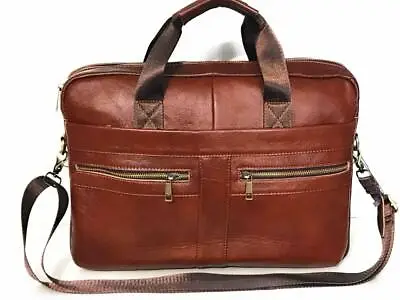 £42.99 • Buy Laptop Bag Real Leather Briefcase Messenger Shoulder Office Brown Women Men