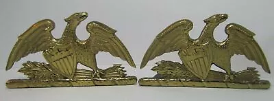 Spread Winged Eagle Shield Brass Old Bookends Decorative Art Statues Book Ends • $99