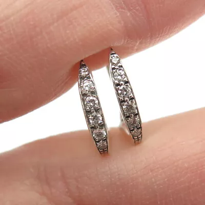 925 Sterling Silver Real Round-Cut Graduated Diamond Fisher Hook Earrings • $59.95
