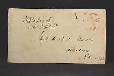 Maine: Wells Depot 1850s Stampless Cover Ms & HS Red Circled PAID 3 DPO  • $25