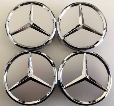 4x Mercedes Grey Alloy Wheel Centre Hub Caps 75mm A B C E S M Class ML CLK SLR • $28.99