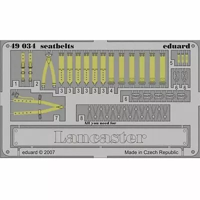 Eduard 49034 Photo Etched Seat Belts Avro Lancaster B.I/III 1/48 • £6.25