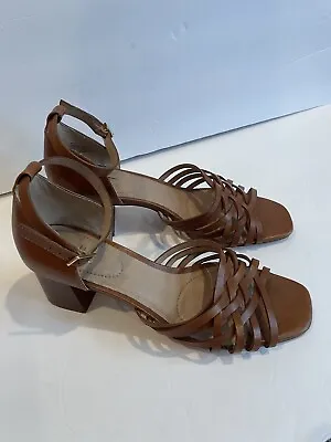 J. Jill Strappy Sandals Brown Leather Heels Women's Size 9.5 • $18
