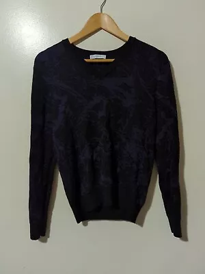 Versace Collection Wool Black Purple Splatter V Neck Sweater Men XS/ Slim S S17 • $33.99