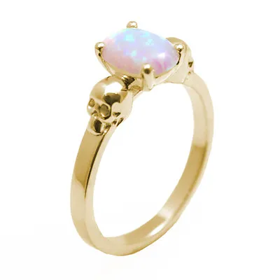 $578.57 • Buy Skull Ring 1.4ct Oval Unicorn Tear Opal Engagement Ring 9ct Gold