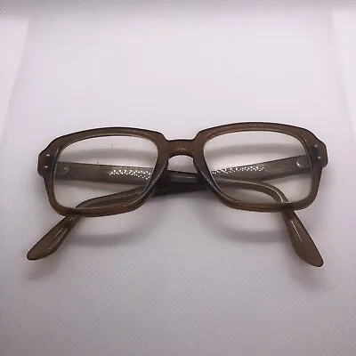 Vintage USS Military Issue Vietnam Brown Horn Rim Glasses 50-20 4 1/2 X 5 3/4 • $25