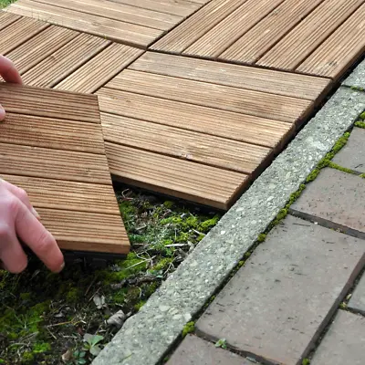 Anti-Slip Wooden Garden Patio Interlocking Decking Flooring Tiles 30cm X 30cm • £35.99