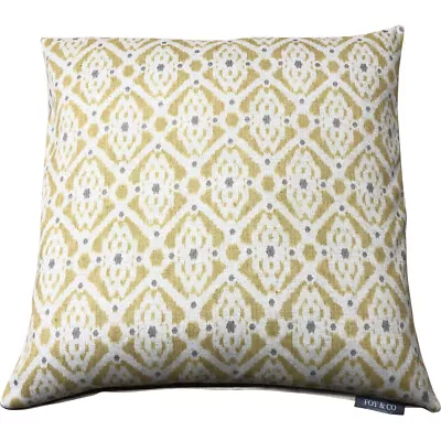 Yellow Medina Ikat Cushion Cover | 50x50cm Designer Linen Cotton Cushion • £17.95