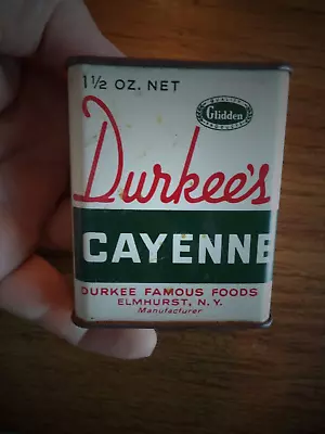 Vintage Spice Tin Durkee's Cayenne Pepper 1.5 Oz. ELMHURST NY Container • $6.50