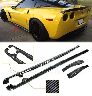 HYDRO CARBON FIBER ZR1 Style Side Skirts & Mud Flaps Fits 05-13 Corvette C6 Z06 • $249.99