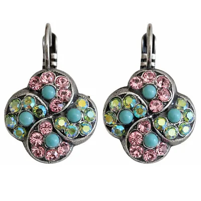 NEW! Mariana Silver SUMMER FUN Turquoise Blue Pink Swirl Clover Crystal Earrings • $64