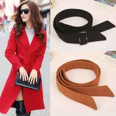Women Artificial Woolen Overcoat Waist Belt Coat Belt Tie With Buckle • £6.06