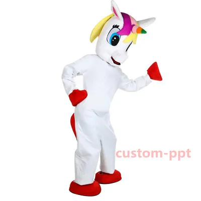 Adults Unicorn Mascot Costume Suits Cartoon Halloween Game Party Dress Character • £127.80