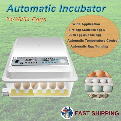 24/36/64 Egg Incubator Fully Automatic Egg Turning Hatcher Quail Chicken Duck AU • $55.95