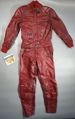 Original MALUNG SWEDEN Men's Vintage 70s Leather Motorcycle Suit Biker Size 42 • $148.50