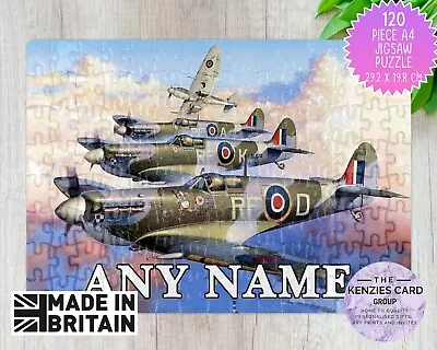 Personalised Spitfire RAF 120 Pcs Kids Adult Puzzle Jigsaw A4 Size - Add Name V1 • £6.75