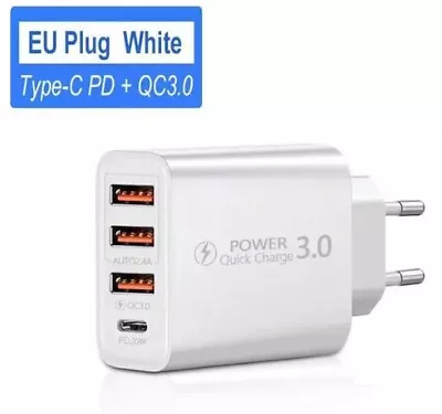 Type C USB Charger: 4 Ports FAST Adapter For IPhone Samsung  • £5.99