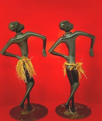 PAIR Of 2 FRANZ HAGENAUER Style Sculptures SOLID Bronze 9.5   NUBIAN DANCERS • £482.05