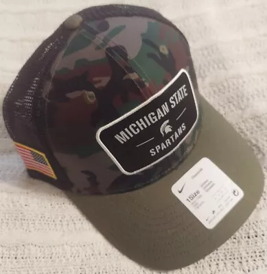 Nike Men's Michigan State Spartan Hat Camo Classic99 Adjustable Mesh Trucker Cap • $57.89