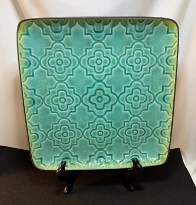 Roscher Stoneware Square Vibrant Moroccan Design Turquoise Dinner Plate 10.5” • $12