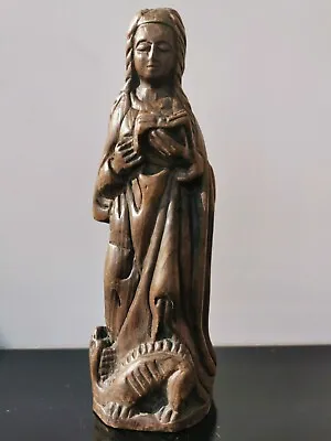 Old Antique Hand Carved Saint Ledy Holding Book Figurine Sculpture Statue 11  • £85.14