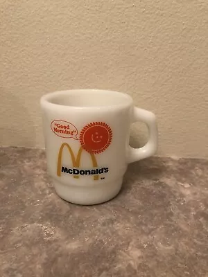 Milk Glass McDonalds White Anchor Hocking Fire King Coffee Cup Mug Vintage Sun  • $8.99