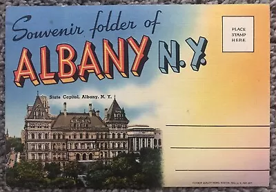 Vintage Albany New York Souvenir Unused Postcard Folder 18 Views Inside • $2