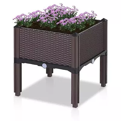 Elevated Garden Bed With Legs Flower Pot Planter Inner Rattan Design • £17.95