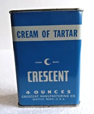 Vintage CRESCENT  CREAM OF TARTAR Spice Tin - No Dents - Excellent Condition • $7.99