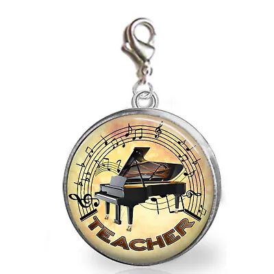 Piano Teacher Music Clip On Charm Bracelets Zipper Pull Purse Photo Jewelry • $10.95