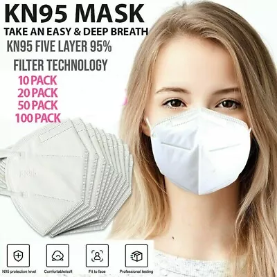 5 To 100 Pack KN95 MedicalSurgicalDental 5 Layers Face Mask Mouth Cover WHITE • $5.99