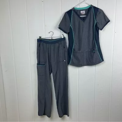 Women's Scrub Star Gray With Teal Trim Scrubs Set Size Small For Nurse CNA • $35