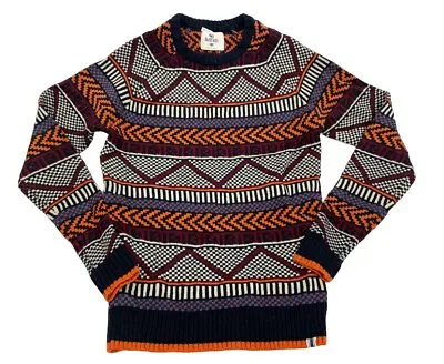 Bellfield Britain Wool Blend Geometric Vintage Ski Sweater Pullover Mens Small S • $12.75