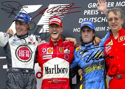 German 2004 Race Winner Michael Schumacher  Button Alonso F1 Signed 7x5 Photo • $7.57