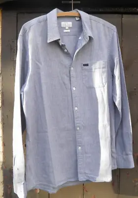 Mens Jack Wills Long Sleeve Grey/Blue Shirt - Size Large Pocket Classic Fit • £6.99