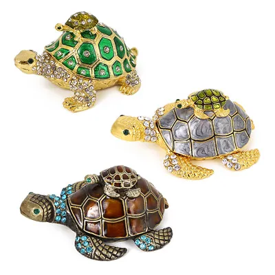 $14.89 • Buy Vintage Decor Tortoise Craft Turtle Bejeweled Jewelry Trinket Box  Birthday Gift